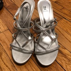 Silver strappy heels